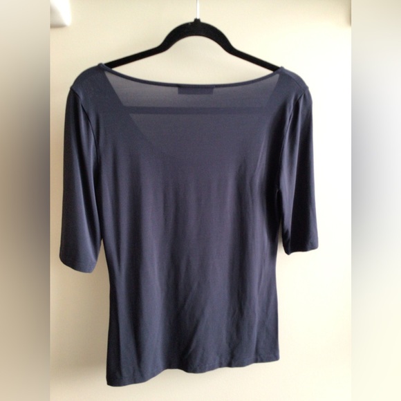 MaxMara Navy Blue Scoop Neck T-Shirt - US Small - New without Tag - Picture 6 of 6